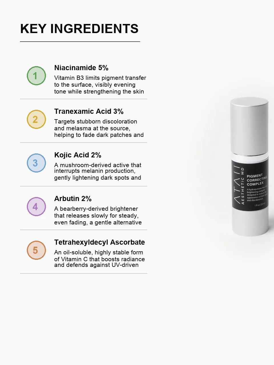 Pigment Correcting Complex key ingredients