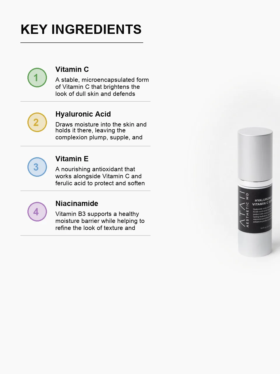 Hyaluronic + Vitamin C Serum key ingredients