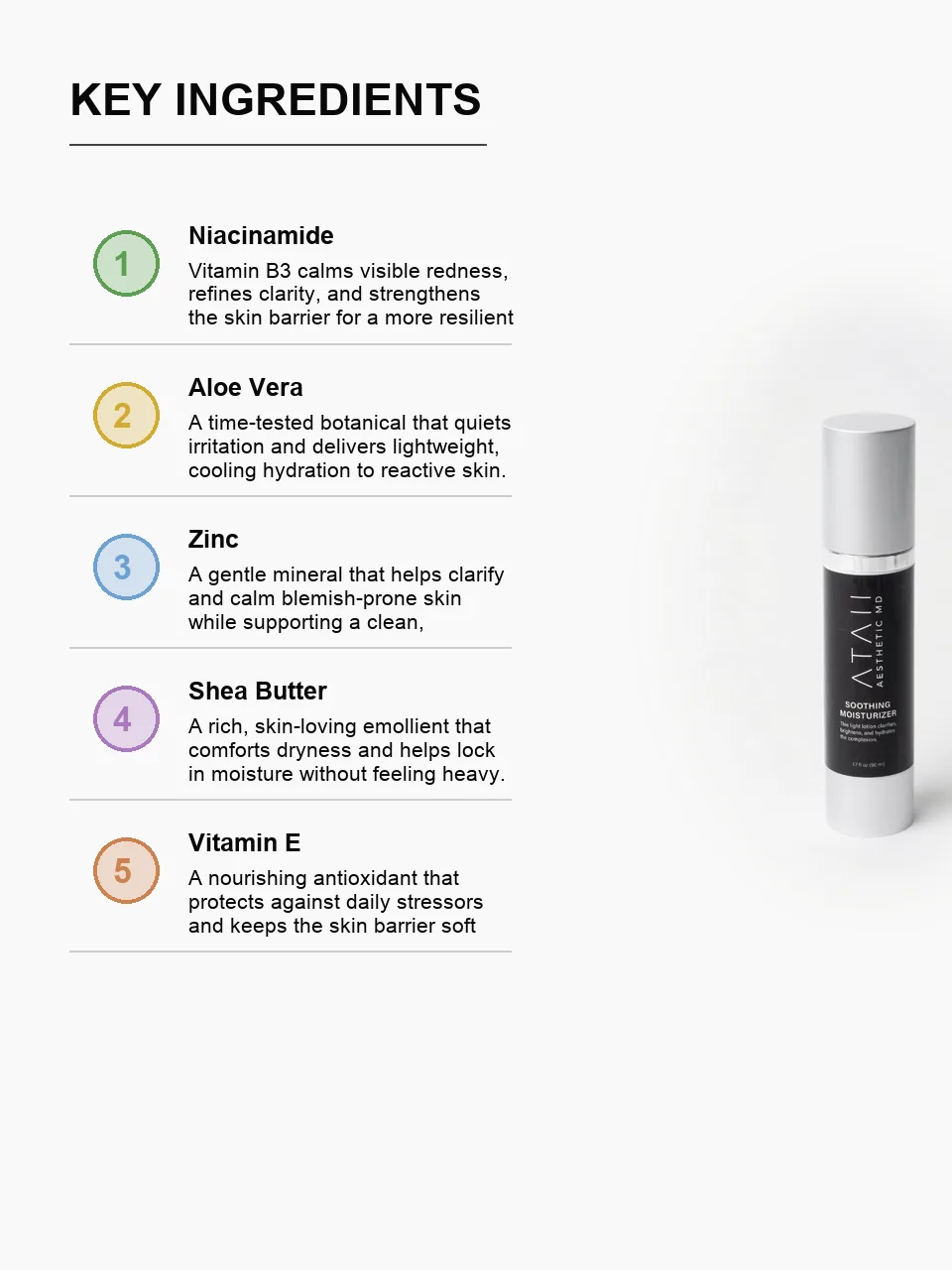 Soothing Moisturizer key ingredients