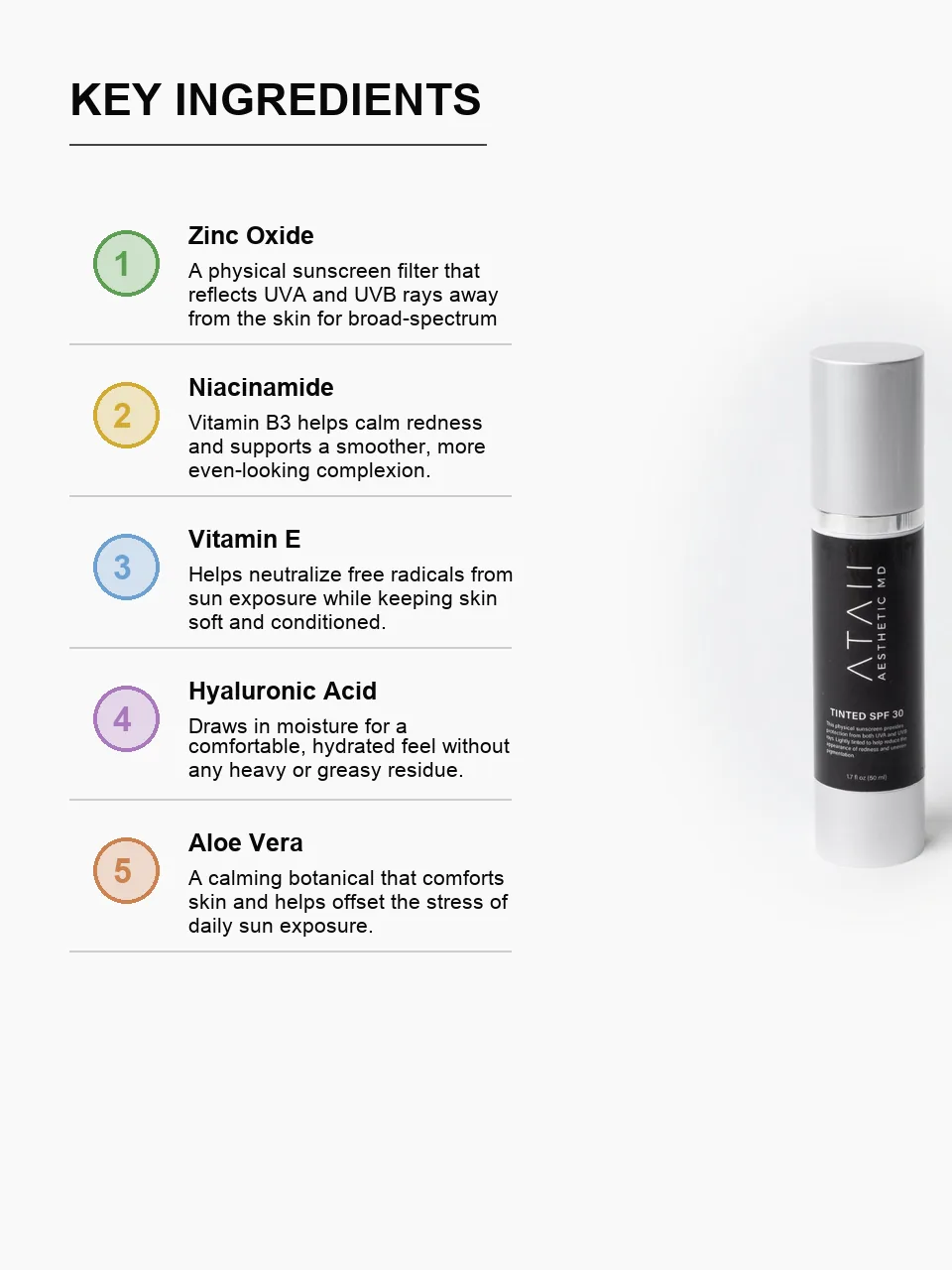 Tinted SPF 30 key ingredients